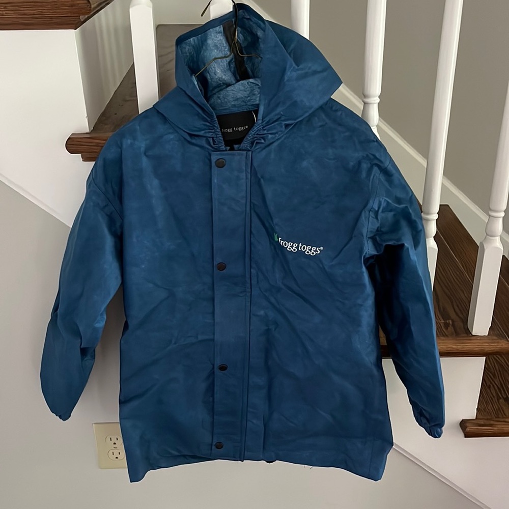 Frogg Toggs water repellent jacket and pants.